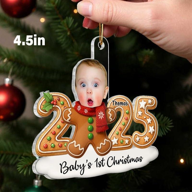 imageNAZENTI Personalized Babys First Christmas Ornament 2025 Custom Babies 1st Christmas Keepsake with Name 4D Shake Decoration for Christmas Tree Newborn Holiday Ornament Unique Baby Gift14