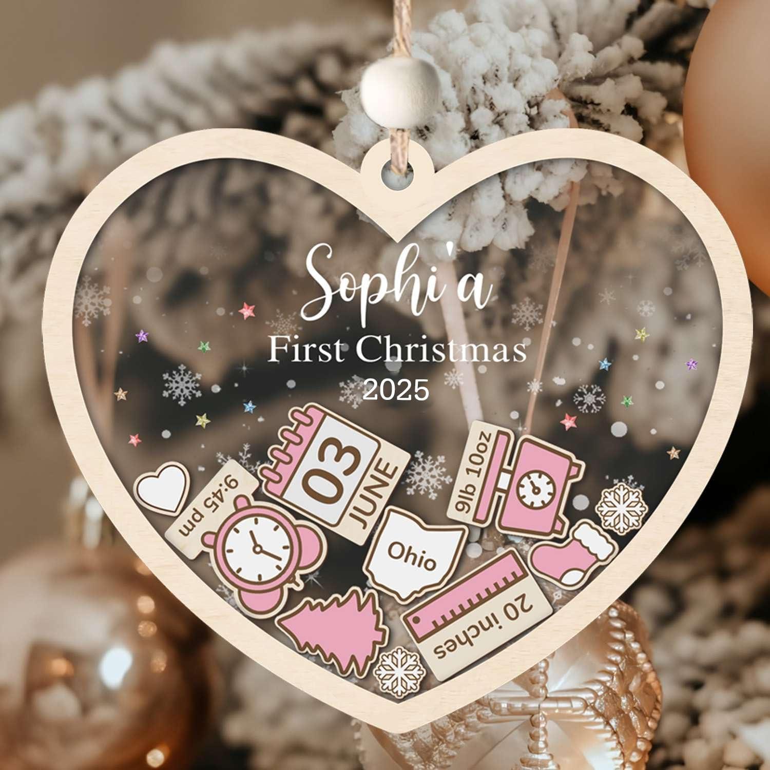imageNAZENTI Personalized Babys First Christmas Ornament 2025 Custom Babies 1st Christmas Keepsake with Name 4D Shake Decoration for Christmas Tree Newborn Holiday Ornament Unique Baby GiftDesign 7