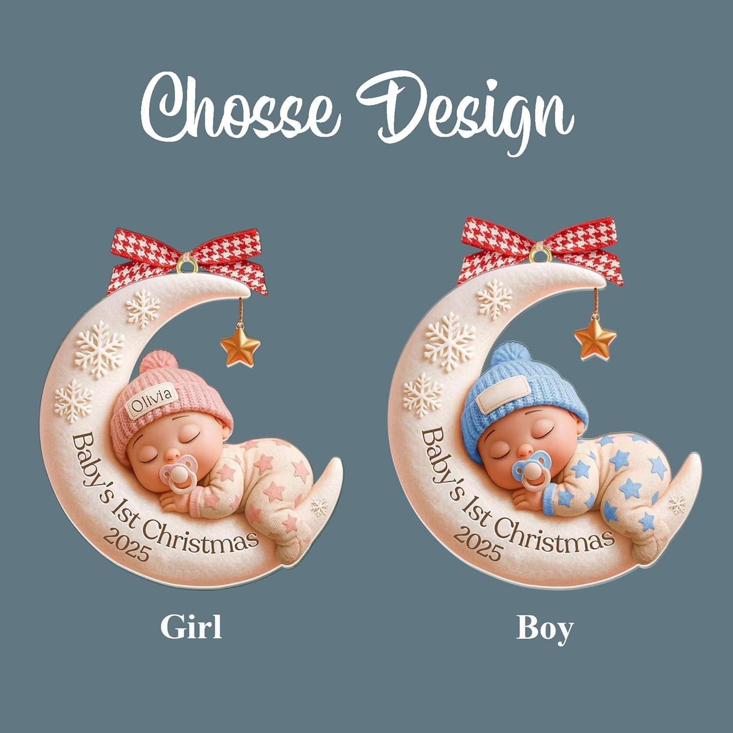 imageNAZENTI Personalized Babys First Christmas Ornament 2025 Custom Babies 1st Christmas Keepsake with Name 4D Shake Decoration for Christmas Tree Newborn Holiday Ornament Unique Baby Gift08