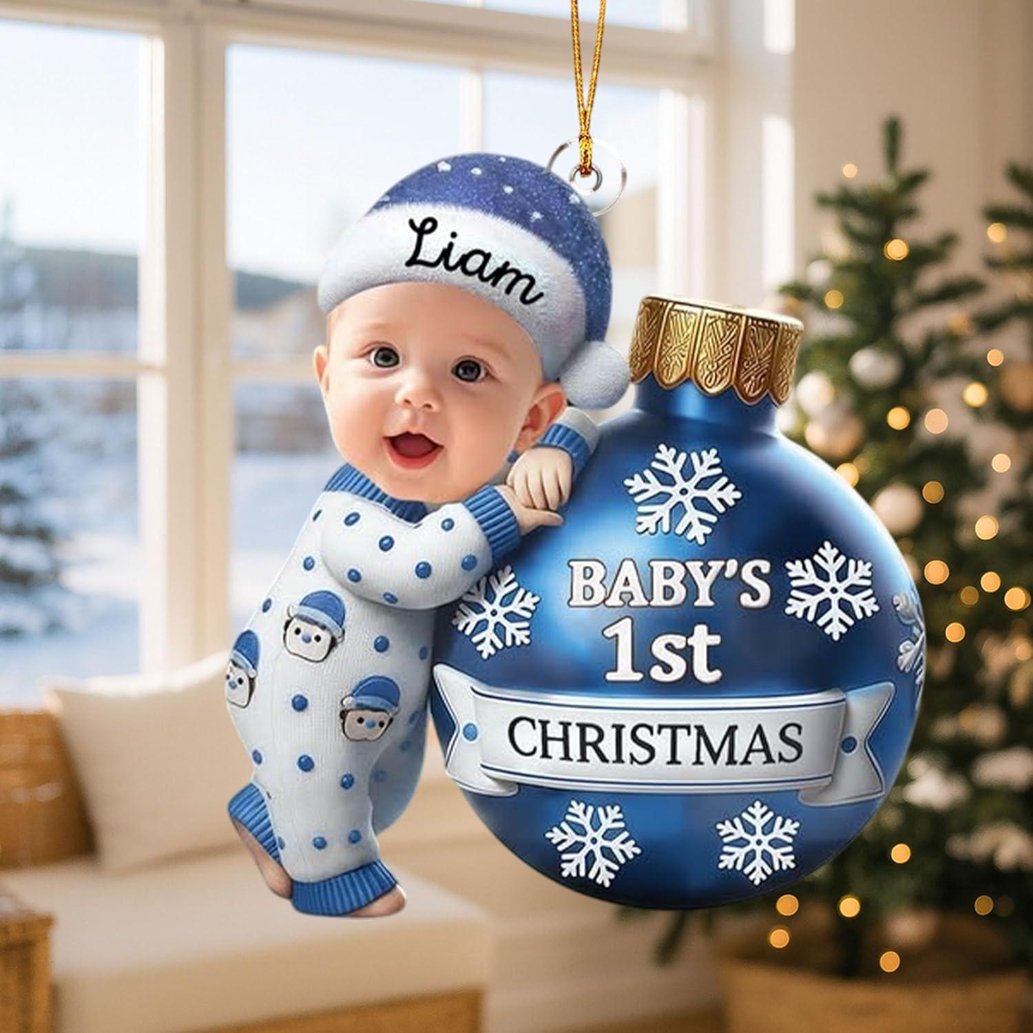 imageNAZENTI Personalized Babys First Christmas Ornament 2025 Custom Babies 1st Christmas Keepsake with Name 4D Shake Decoration for Christmas Tree Newborn Holiday Ornament Unique Baby Gift12