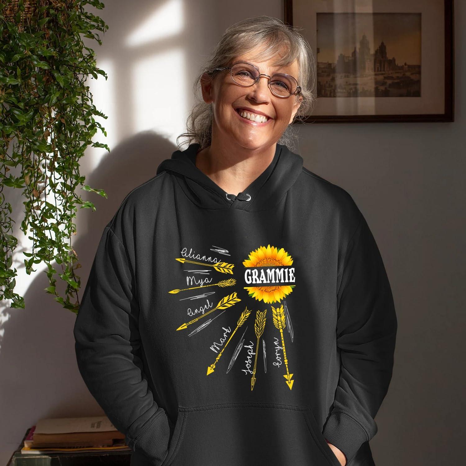 imageNAZENTI Personalized Grandma Sunflower Shirt Custom Grandma Shirt Christmas Mothers Day Shirt Gifts for Grandma Nana MomAgrammie
