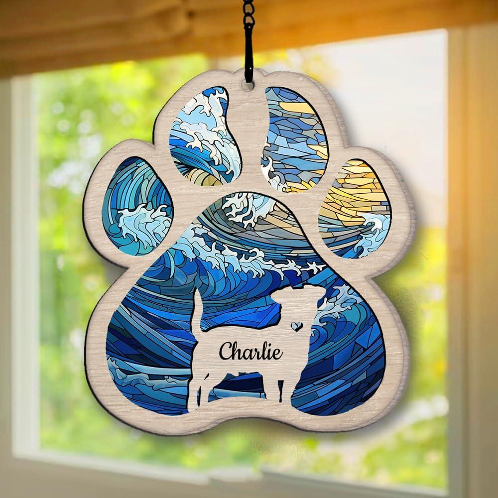 imageNazenti Personalized Dog Memorial Suncatcher Custom Pet Sympathy Gift for Dog Lovers Christmas Tree OrnamentDesign 2