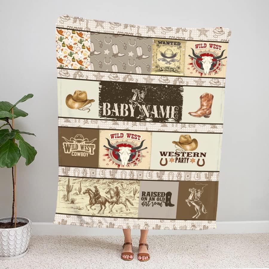 imageNAZENTI Cowboy Blanket Personalized Baby BOY Monthly Ranch Month Western Custom Age Growth New Mom Neutral Boho Minky 1Animal