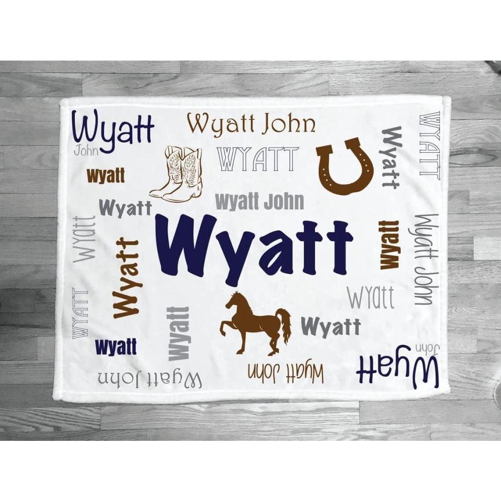 imageNAZENTI Cowboy Blanket Personalized Baby BOY Monthly Ranch Month Western Custom Age Growth New Mom Neutral Boho Minky 1Baby 04