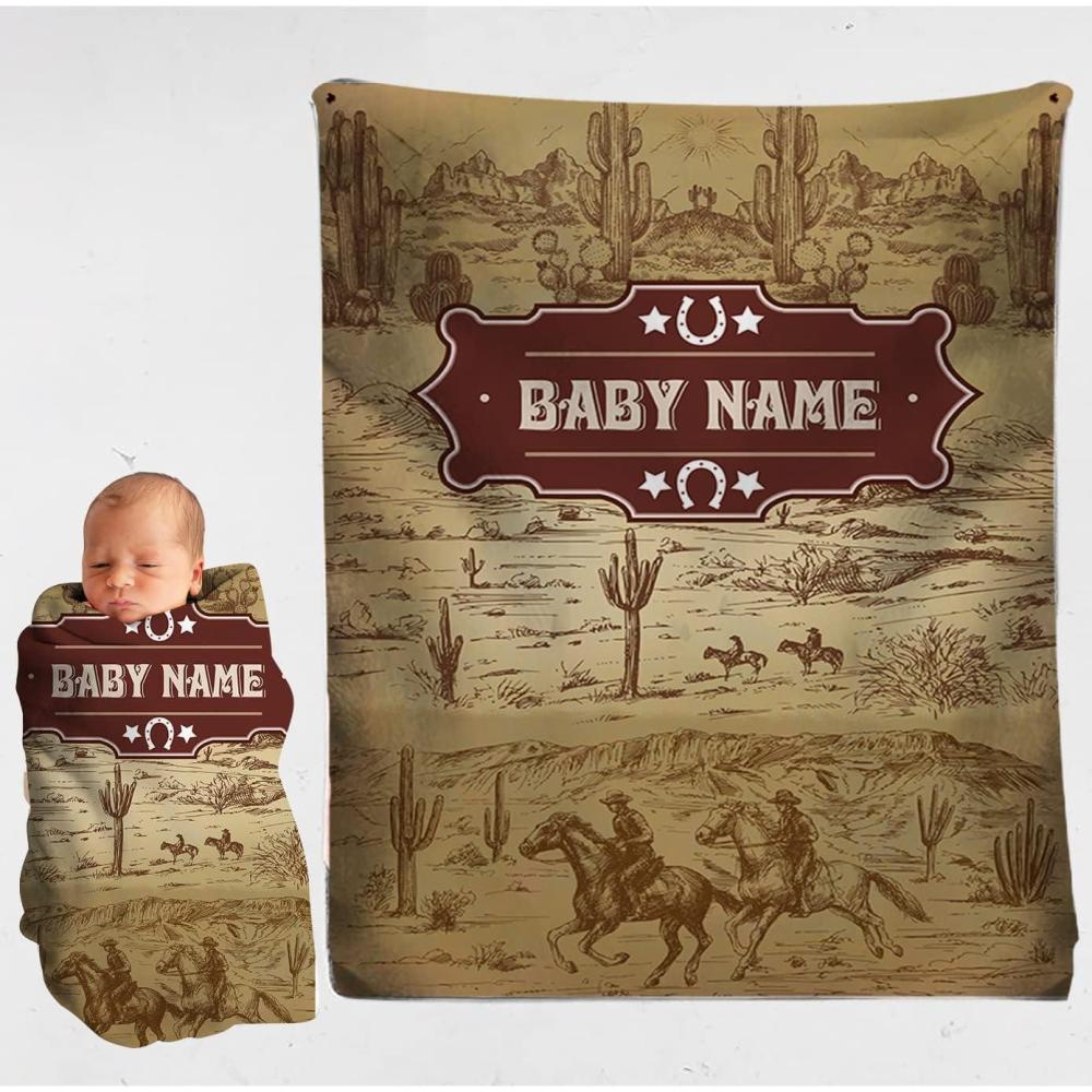 imageNAZENTI Cowboy Blanket Personalized Baby BOY Monthly Ranch Month Western Custom Age Growth New Mom Neutral Boho Minky 1Baby 14
