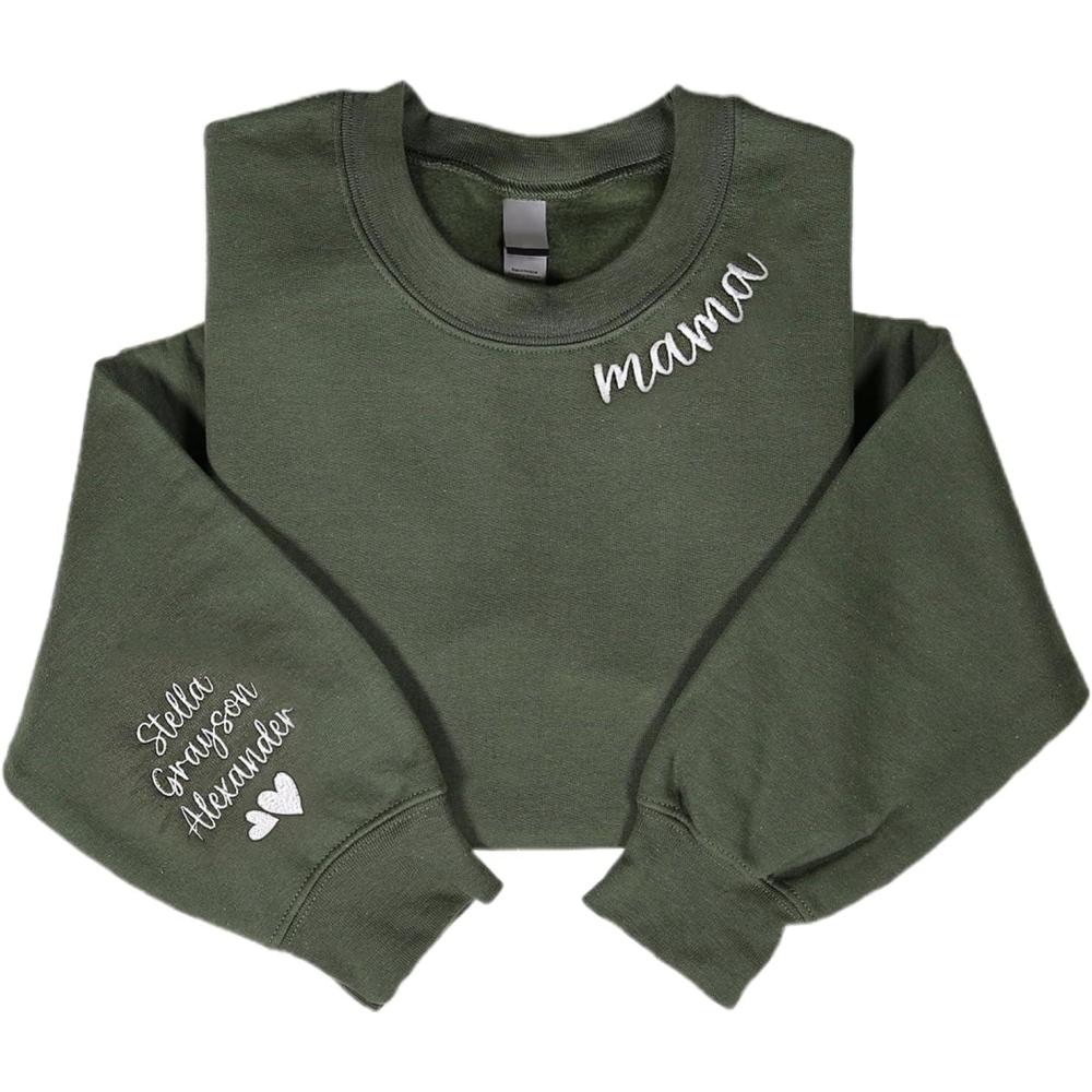 imageNAZENTI Custom Embroidered Grandma Sweatshirt with Kids Name on Sleeve Mothers Day Shirt Gifts for Grandma New Mom02mama