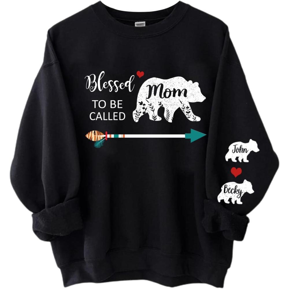 imageNAZENTI Custom Grandma amp Mom Sweatshirt Kids Name EST 2024 Mothers Day GiftAmom