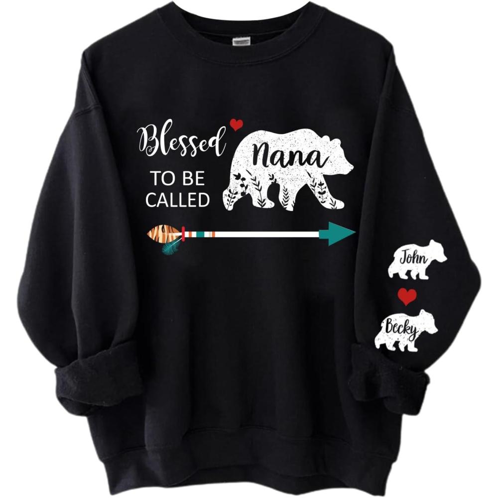 imageNAZENTI Custom Grandma amp Mom Sweatshirt Kids Name EST 2024 Mothers Day GiftAnana
