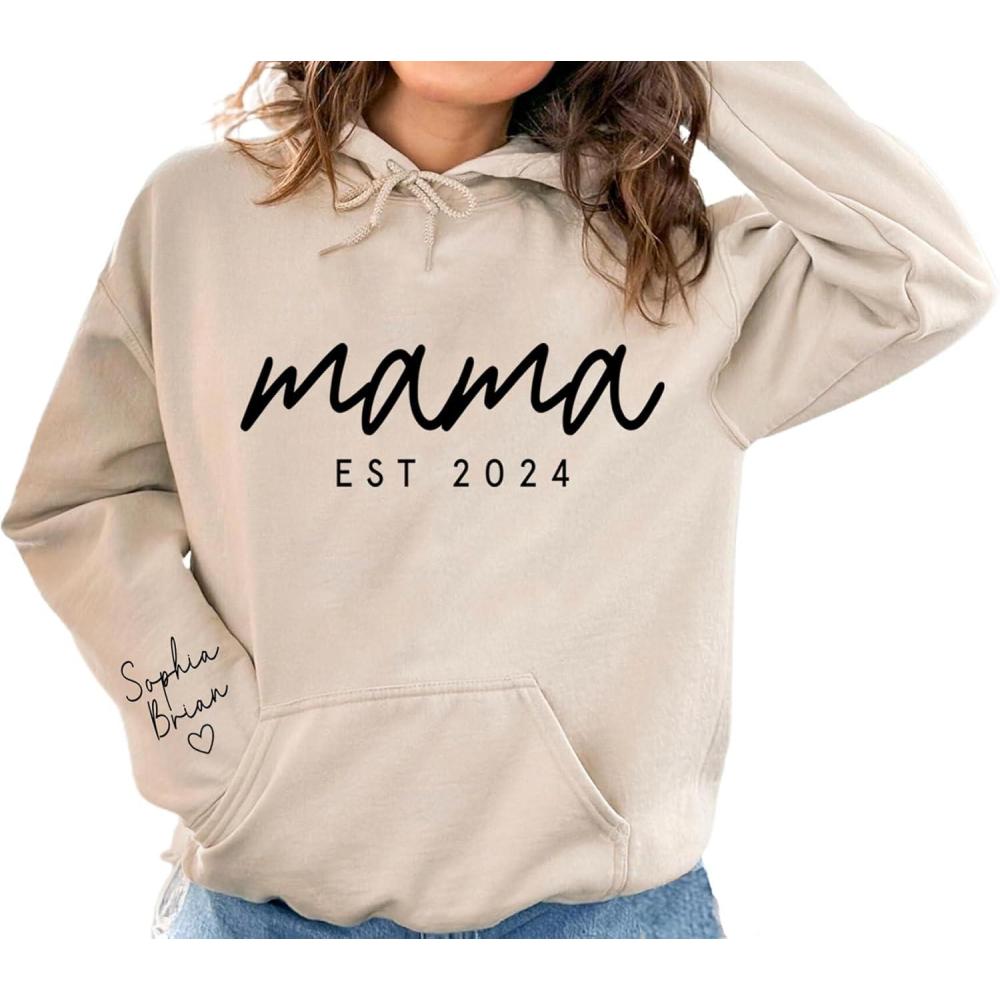 imageNAZENTI Custom Grandma amp Mom Sweatshirt Kids Name EST 2024 Mothers Day GiftDesign 2mama