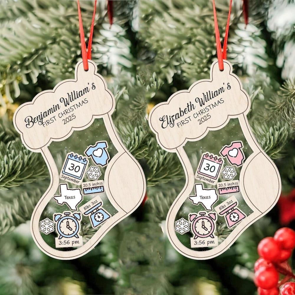 imageNAZENTI Personalized Babys First Christmas Ornament 2025 Custom Babies 1st Christmas Keepsake with Name 4D Shake Decoration for Christmas Tree Newborn Holiday Ornament Unique Baby GiftDesign 6