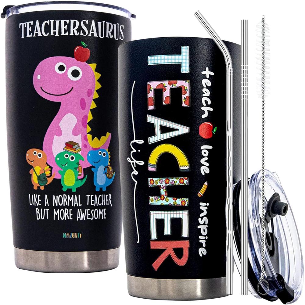 imageNAZENTI Teacher Tumbler  20 Oz Perfect for Christmas Women Birthdays amp End of Year GiftsTeacher Saurus