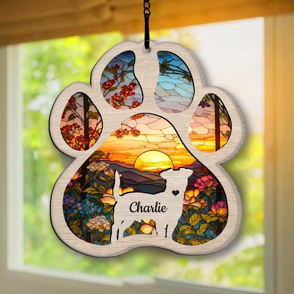 imageNazenti Personalized Dog Memorial Suncatcher Custom Pet Sympathy Gift for Dog Lovers Christmas Tree OrnamentDesign 2