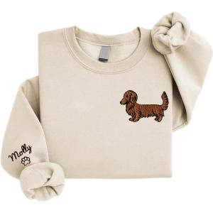 NAZENTI Dachshund Sweatshirt, Personalized Wiener Dog Sweatshirt, Gifts for Dog Mom(Dachshund)