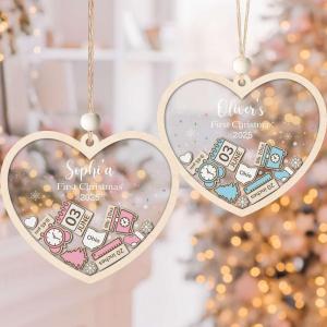 NAZENTI Personalized Baby’s First Christmas Ornament 2025, Custom Babies 1st Christmas Keepsake with Name, 4D Shake Decoration for Christmas Tree, Newborn Holiday Ornament, Unique Baby Gift(Design 7)