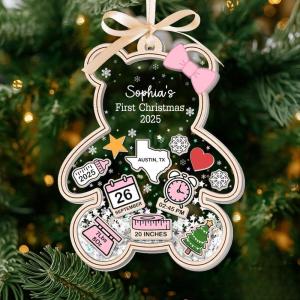 NAZENTI Personalized Baby’s First Christmas Ornament 2025, Custom Babies 1st Christmas Keepsake with Name, 4D Shake Decoration for Christmas Tree, Newborn Holiday Ornament, Unique Baby Gift(Design 8)