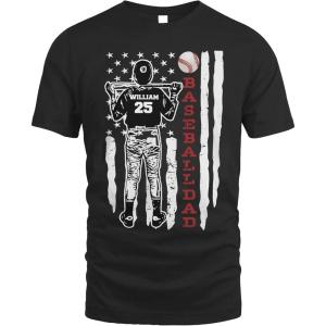 NAZENTI Personalized Baseball Dad Shirt, Softball Shirts for Dad, Farthers Day Tshirt, Gifts for Baseball Lover(A1)