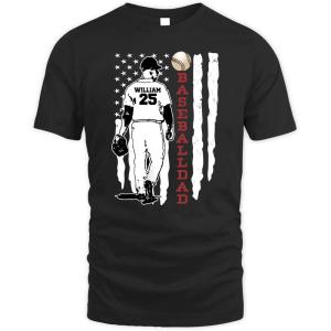 NAZENTI Personalized Baseball Dad Shirt, Softball Shirts for Dad, Farthers Day Tshirt, Gifts for Baseball Lover(Baseball 6)