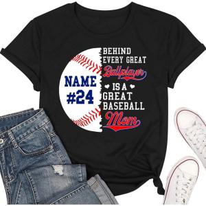 NAZENTI Personalized Baseball Mom Shirt, Custom Baseball Mom Shirt with Name and Number, Gift for Mothers Day, Mom Gifts(#Multi 01)