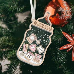 NAZENTI Personalized Crib Baby’s First Christmas Ornament 2025, Baby First Christmas 2025, Custom Babys Shaker Ornament with Name, Birthday Babies Boy or Girl Gift, Decor 1st Xmas Tree, New Baby Gifts(Ornament 7)