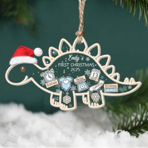 NAZENTI Personalized Crib Baby’s First Christmas Ornament 2025, Baby First Christmas 2025, Custom Babys Shaker Ornament with Name, Birthday Babies Boy or Girl Gift, Decor 1st Xmas Tree, New Baby Gifts(#Ornament 10)