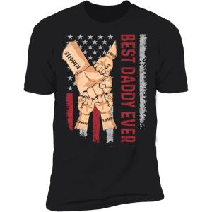 NAZENTI Personalized Fist Bump American Flag Dad Grandpa Shirt Custom Daddy Grandpa Shirt Gift for Men Fathers Day Tee S-4XL(#03 Best Daddy)