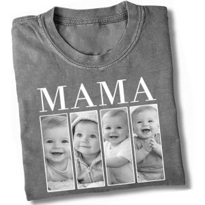 NAZENTI Personalized Grandma Shirt, Custom Shirts with Photo Kids, Vintage T-Shirt, Mothers Day Shirt Gifts for Nana, Mimi(Mama)