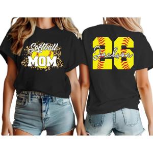 NAZENTI Personalized Softball Mom Shirt, Custom Softball Sweatshirt for Women, Sports Mom Gifts, Softball Mom Gifts(Design 1)