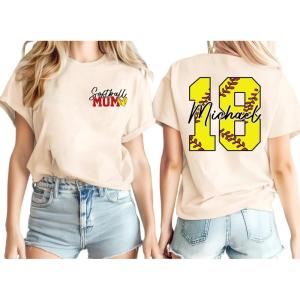 NAZENTI Personalized Softball Mom Shirt, Custom Softball Sweatshirt for Women, Sports Mom Gifts, Softball Mom Gifts(Design 2)