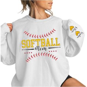 NAZENTI Personalized Softball Mom Shirt, Custom Softball Sweatshirt for Women, Sports Mom Gifts, Softball Mom Gifts(Design 3)