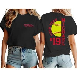 NAZENTI Personalized Softball Mom Shirt, Custom Softball Sweatshirt for Women, Sports Mom Gifts, Softball Mom Gifts(Design 7)