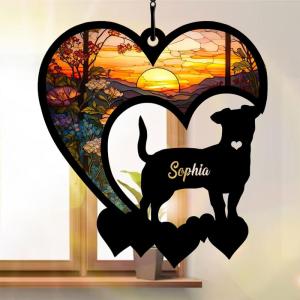 Nazenti Personalized Dog Memorial Suncatcher – Custom Pet Sympathy Gift for Dog Lovers – Christmas Tree Ornament(Design 1)