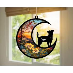 Nazenti Personalized Dog Memorial Suncatcher – Custom Pet Sympathy Gift for Dog Lovers – Christmas Tree Ornament(Design 3)