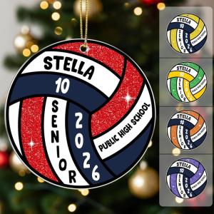 Nazenti Personalized Volleyball Christmas Ornament – Custom Girl Volleyball Player Ornament, Women Volleyball Christmas Ornament, Xmas Gifts for Volleyball Lovers Fan, 2D Flat Shape Car Ornament(#04)
