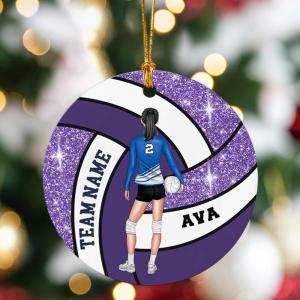 Nazenti Personalized Volleyball Christmas Ornament – Custom Girl Volleyball Player Ornament, Women Volleyball Christmas Ornament, Xmas Gifts for Volleyball Lovers Fan, 2D Flat Shape Car Ornament(#01)
