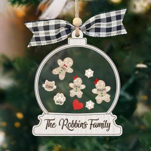 Personalized Cookie Family Ornament, Custom with Name Family Ornament, Gingerbread Ornament 2023, Baby Keepsake, 4D Shake Babies Ornament Gift for Christmas, Ornament Decor Christmas Tree, Xmas Gift