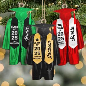 Personalized Graduation Christmas Ornament, Graduation Ornament 2025, Custom Graduation Gown Acrylic Shape Flat Ornament, Gifts for Graduate Gift for Friend, Decor for Christmas Tree, Xmas Gift(Style 2)