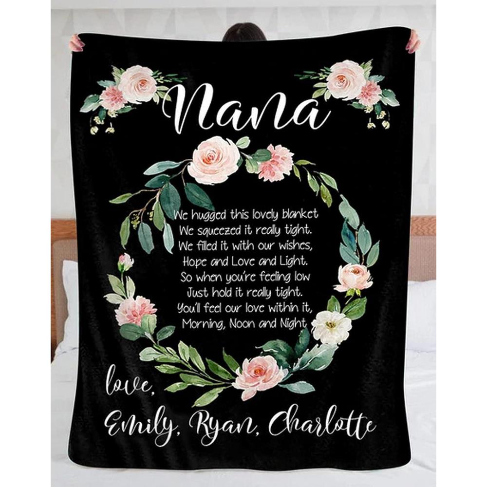 imageNazenti Personalized Nana Blanket for Grandma Custom Blanket for Mom Cute Grandma Blanket with Kid Names Blanket from Daughter to Mom Grandma Gift for Mother Mother Day Blanket 30x40