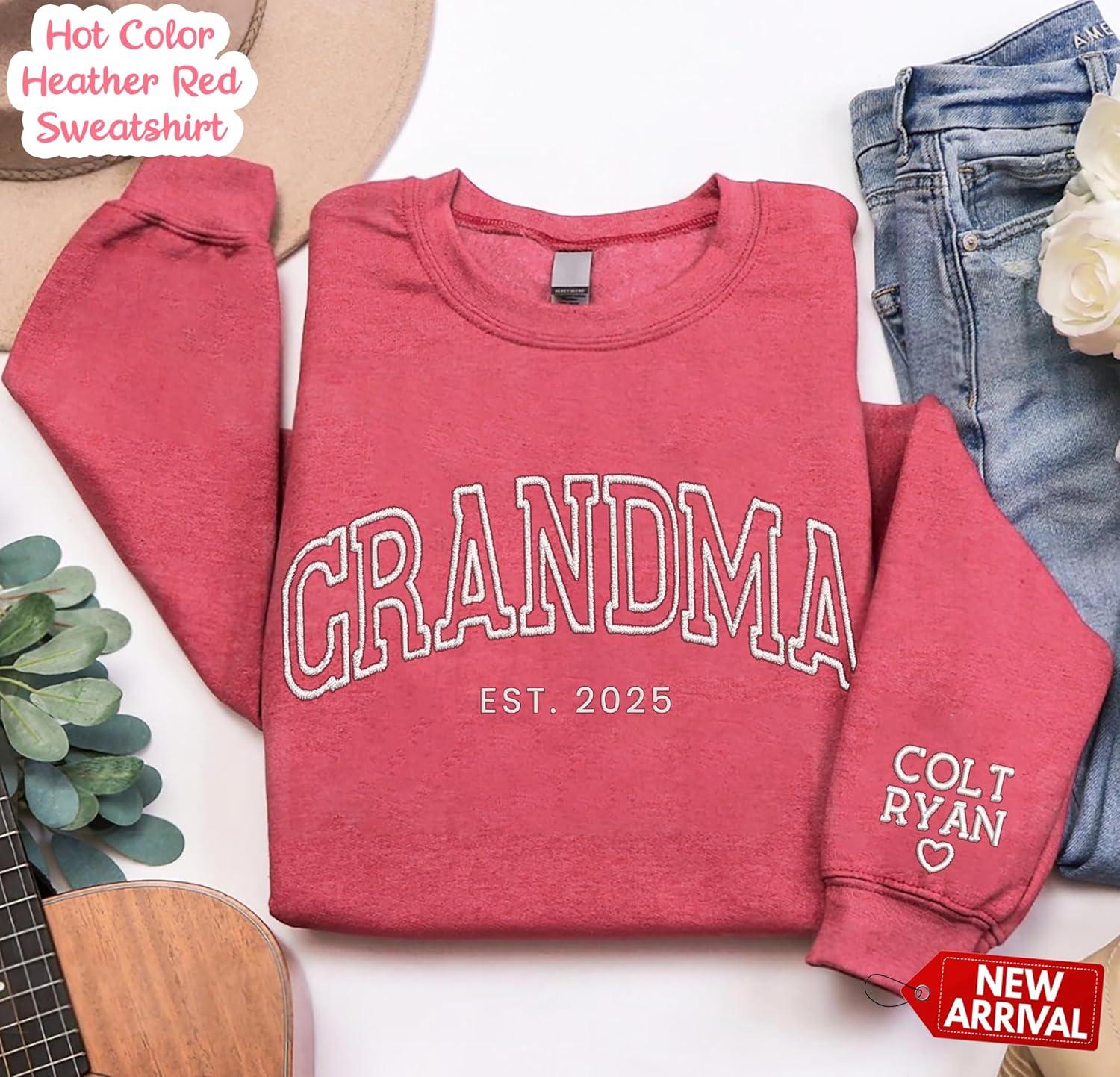imageNAZENTI Embroidered Mama Sweatshirt Mothers Day Pullover Grandma Crewneck New Mom Apparel Womens Holiday SweaterD4 Nana