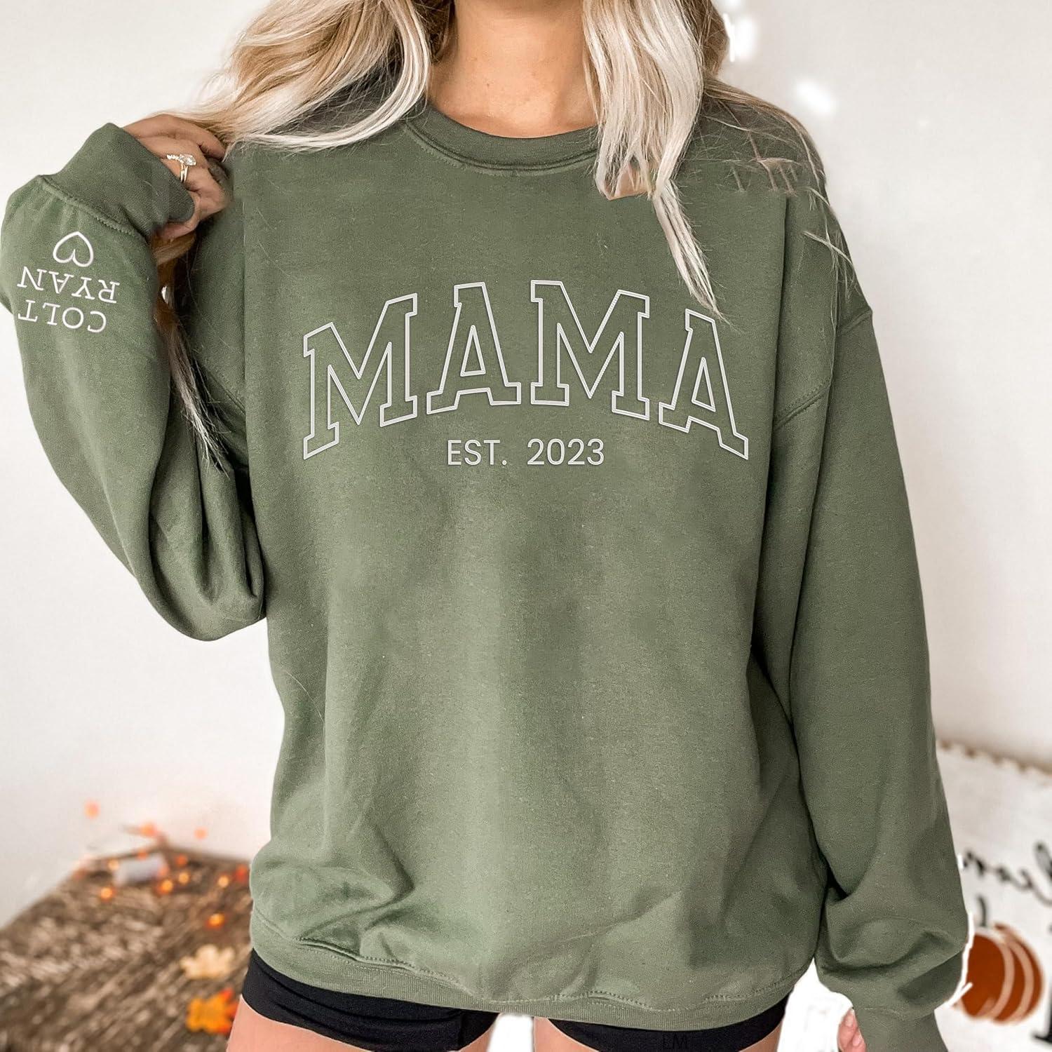 imageNAZENTI Embroidered Mama Sweatshirt Mothers Day Pullover Grandma Crewneck New Mom Apparel Womens Holiday SweaterD8 Granny