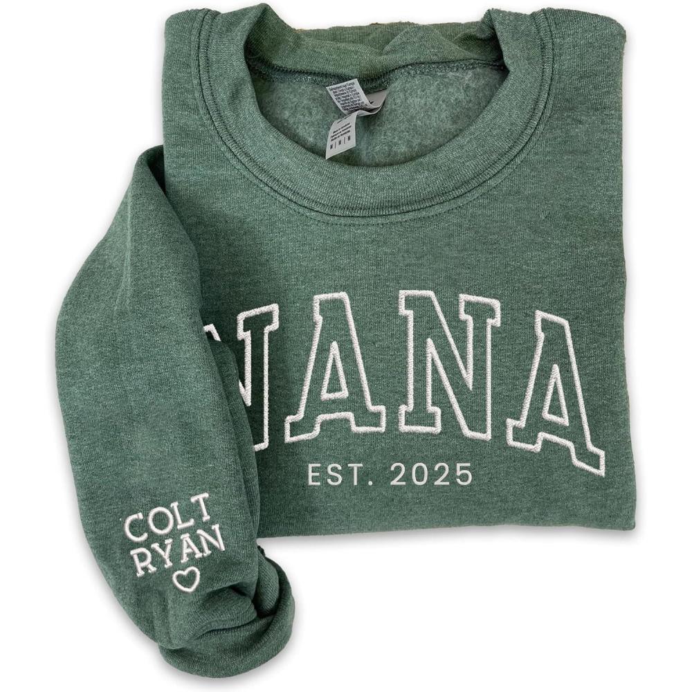 imageNAZENTI Embroidered Mama Sweatshirt Mothers Day Pullover Grandma Crewneck New Mom Apparel Womens Holiday SweaterD4 Nana