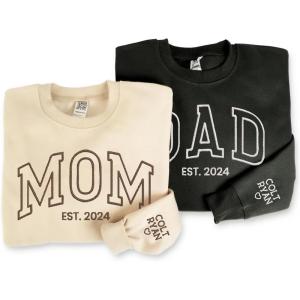 NAZENTI Embroidered Mama Sweatshirt, Mother’s Day Pullover, Grandma Crewneck, New Mom Apparel, Women’s Holiday Sweater(D1 Mom)