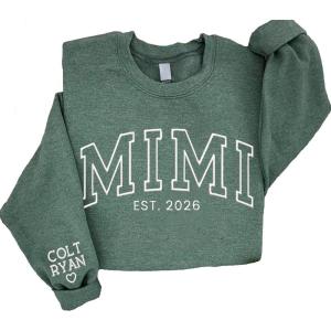 NAZENTI Embroidered Mama Sweatshirt, Mother’s Day Pullover, Grandma Crewneck, New Mom Apparel, Women’s Holiday Sweater(D5 Mimi)