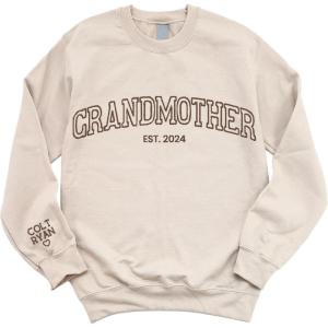 NAZENTI Embroidered Mama Sweatshirt, Mother’s Day Pullover, Grandma Crewneck, New Mom Apparel, Women’s Holiday Sweater(D6 Grandmother)