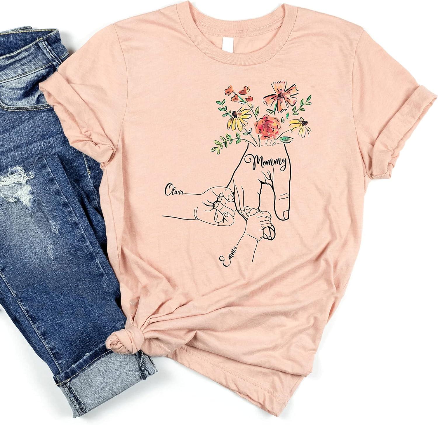 imageNAZENTI Custom Embroidered Sweatshirt Design Your Own Personalized Embroidered Hoodie Custom Text On SleeveFloral 2 Hands