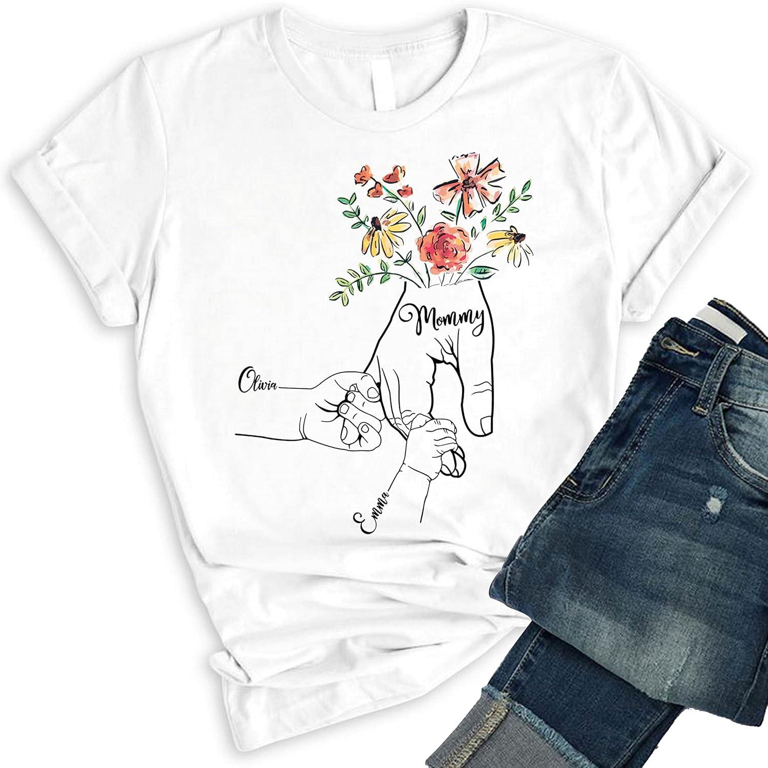 imageNAZENTI Custom Embroidered Sweatshirt Design Your Own Personalized Embroidered Hoodie Custom Text On SleeveFloral 2 Hands