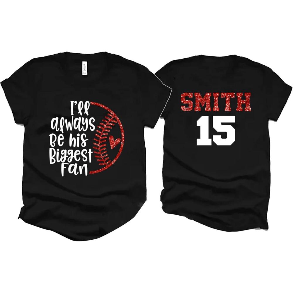 imageNAZENTI Baseball Baseball Mom Shirts Fan Baseball Mom Shirt Baseball Player Name Shirts for Moms Baseball V05