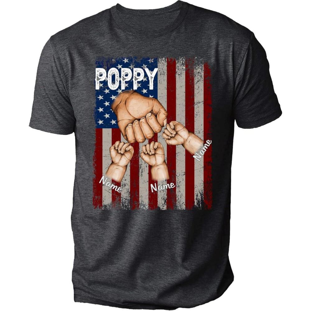 imageNAZENTI Personalized Papa TShirt Dad Gifts Custom Papa Shirt with Kid Names Fathers Day Tshirt Dad ShirtsPoppy