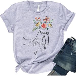 NAZENTI Custom Embroidered Sweatshirt Design Your Own, Personalized Embroidered Hoodie, Custom Text On Sleeve(Floral – 2 Hands)