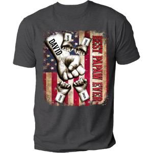 NAZENTI Papa Shirts for Grandpa, Papa Shirts for Men, Papa Fathers Day Shirt, Personalized Papa T Shirt Gift(#1 Papaw)