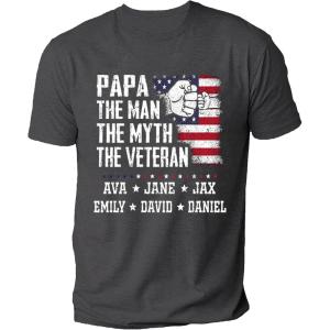 NAZENTI Papa Shirts for Grandpa, Papa Shirts for Men, Papa Fathers Day Shirt, Personalized Papa T Shirt Gift(Design 05)